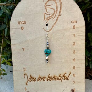 Pendientes de corazón de turquesa y perlas del desierto • Pendientes colgantes estilo suroeste de plata Argentium imagen 6