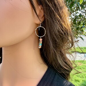 Sterling Silver Spiny Oyster & Turquoise Dangle Drop Earrings • Long Drop Style image 10