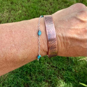 Leaves Embossed Copper Cuff • Rustic Raw Copper Bracelet • Hand‑Forged Southwestern Jewelry image 10