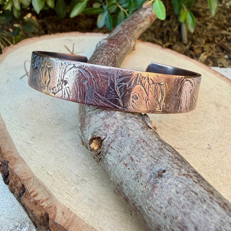 Horse Embossed Copper Cuff • Rustic Raw Copper Bracelet • Hand‑Forged Southwestern Jewelry image 11