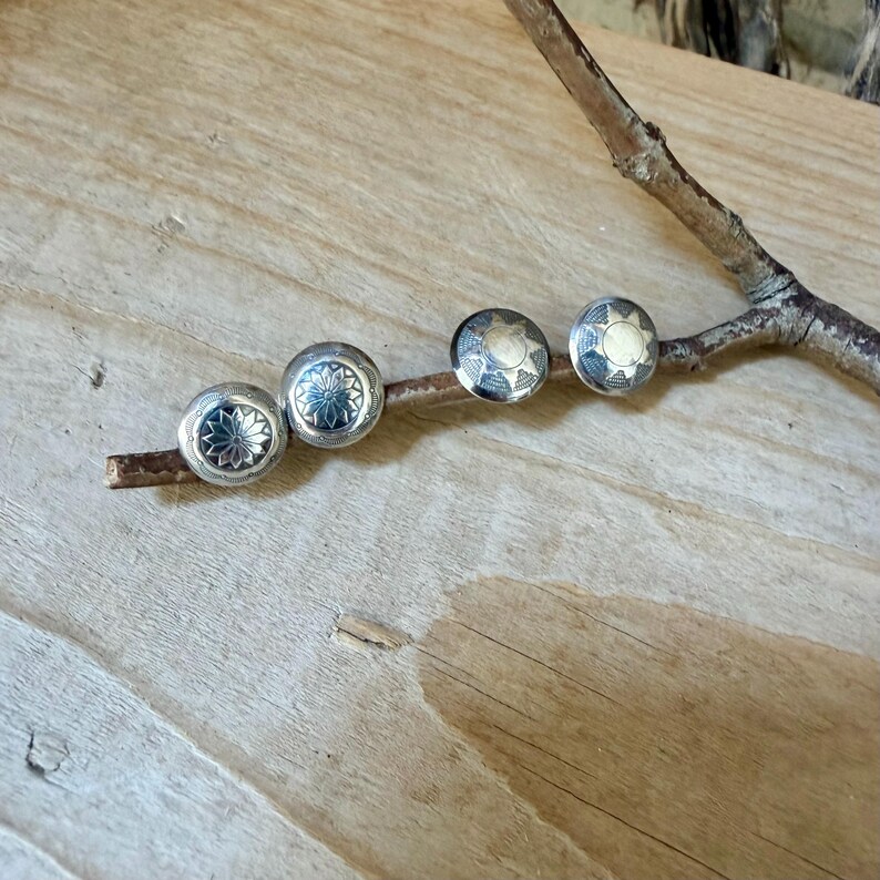 11mm Sterling Silver Stud Earrings • Sunflower • Star •Concho Posts image 3