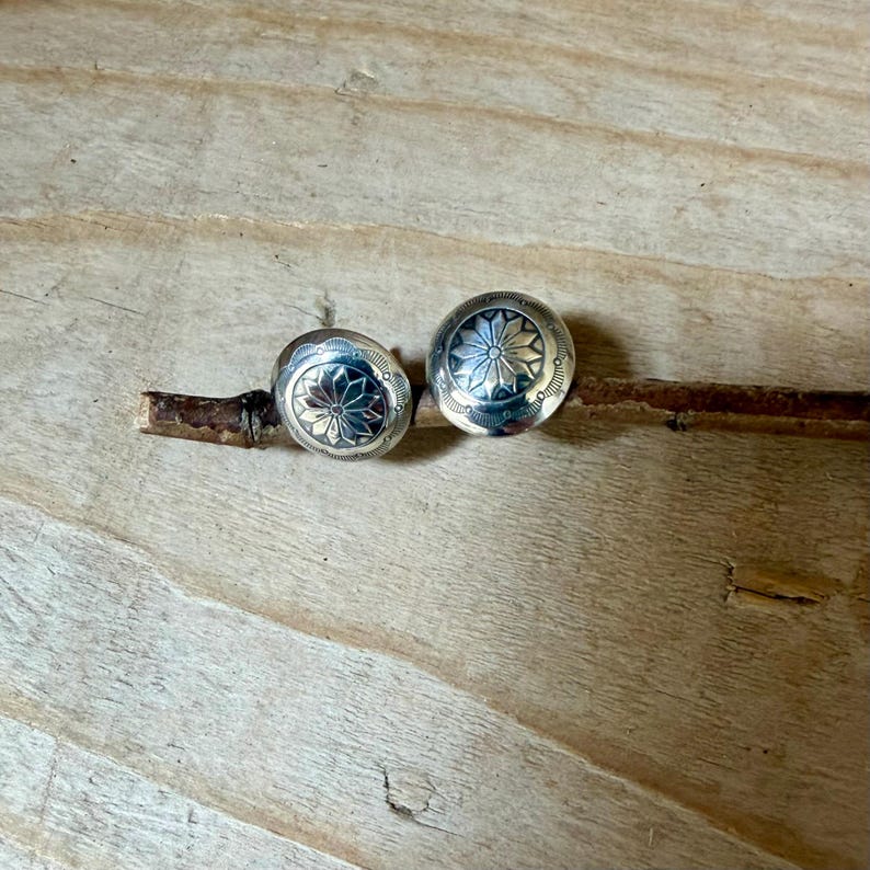 11mm Sterling Silver Stud Earrings • Sunflower • Star •Concho Posts image 8