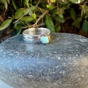Blue Moon Turquoise Ring • Wide Sterling Silver Southwest Ring • Rare Turquoise • Western Artisan Jewelry Bild 7