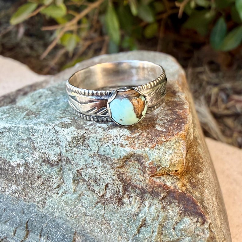 Blue Moon Turquoise Ring • Wide Sterling Silver Southwest Ring • Rare Turquoise • Western Artisan Jewelry Bild 1