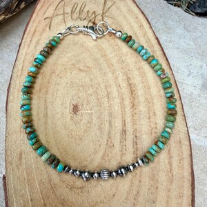 Green Turquoise & Desert Pearl Anklet • Dainty Southwestern Ankle Bracelet image 10