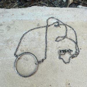 Sterling Silver Circle Necklace • Oxidized Silver Pendant • Everyday Minimalist image 3