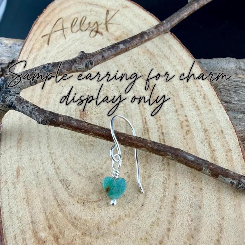African Green Dragon Heart • 6mm Tiny Stone Charm • Sterling Wrapped immagine 4