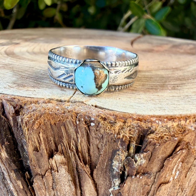 Blue Moon Turquoise Ring • Wide Sterling Silver Southwest Ring • Rare Turquoise • Western Artisan Jewelry Bild 5