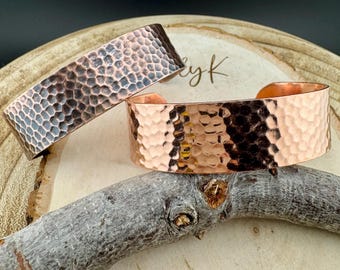 Hammered Copper Cuff Bracelet – Oxidized or Shiny Finish
