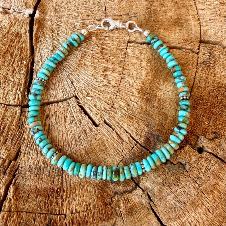 Kingman Blue Turquoise Bracelet • Sterling Silver Southwest Jewelry image 10