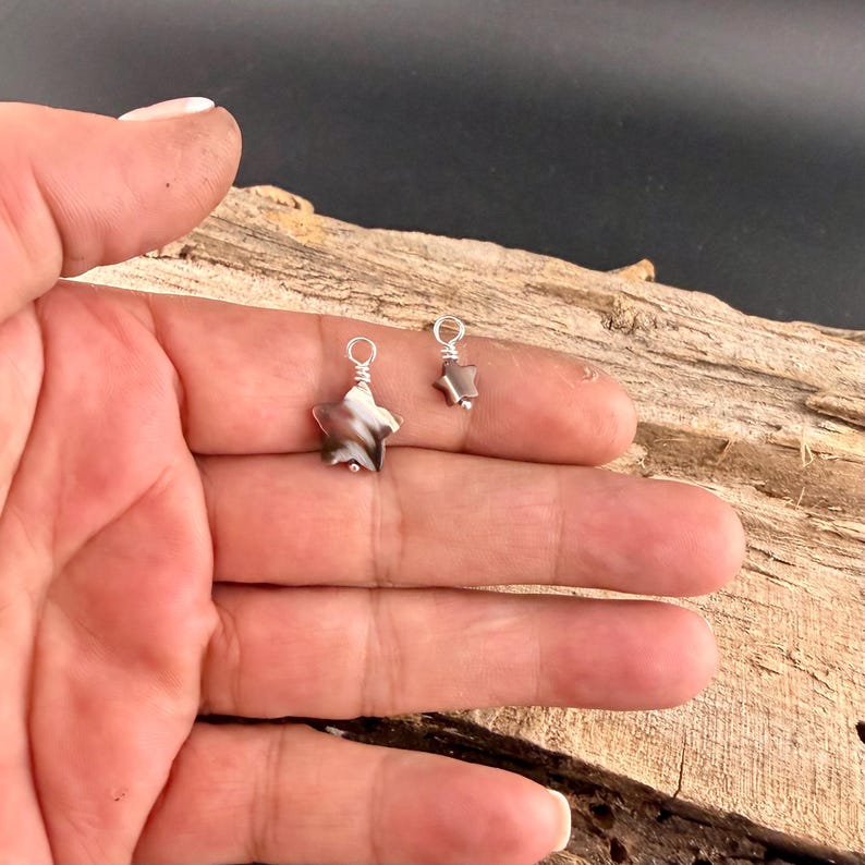 Perlmutt Stern Charms • 6 mm & 13 mm Sterling Silber gewickelt Bild 5