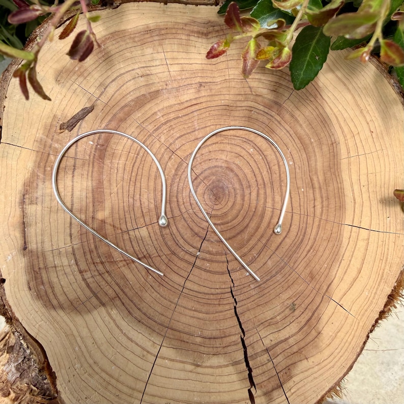 Pendientes colgantes de aro abierto • Plata Argentium • 20 g • Caída frontal de 3,17 cm imagen 1