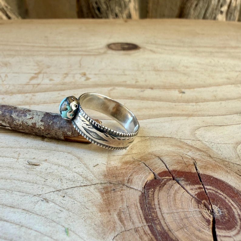 Blue Moon Turquoise Ring • Wide Sterling Silver Southwest Ring • Rare Turquoise • Western Artisan Jewelry Bild 6