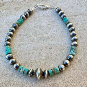 Turquoise & Sterling Silver Desert Pearl Bracelet – Southwestern Boho Jewelry