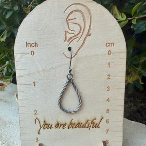 Sterling Silver Teardrop Drop Earrings – Rustic Twisted Wire Pattern image 2