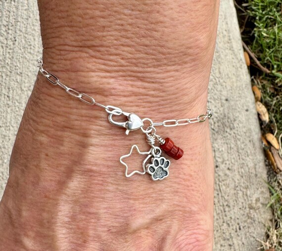 Sterling Silver Paperclip Chain Bracelet, Sterling Charm Bracelet with Gemstone, Silver Jewelry, Personalized Bracelet, Custom Bracelet