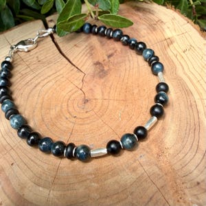 Blue Tiger’s Eye Onyx Bracelet • Hawk’s Eye • Sterling Silver Jewelry image 3