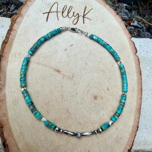 Sterling Silver Desert Pearl Anklet • Turquoise Heishi • Southwest Jewelry immagine 8
