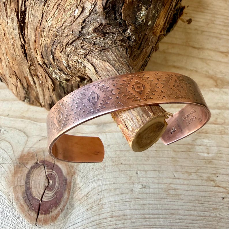Southwest Copper Embossed Cuff • Raw Copper Bracelet • Hand‑Forged Western Jewelry image 7