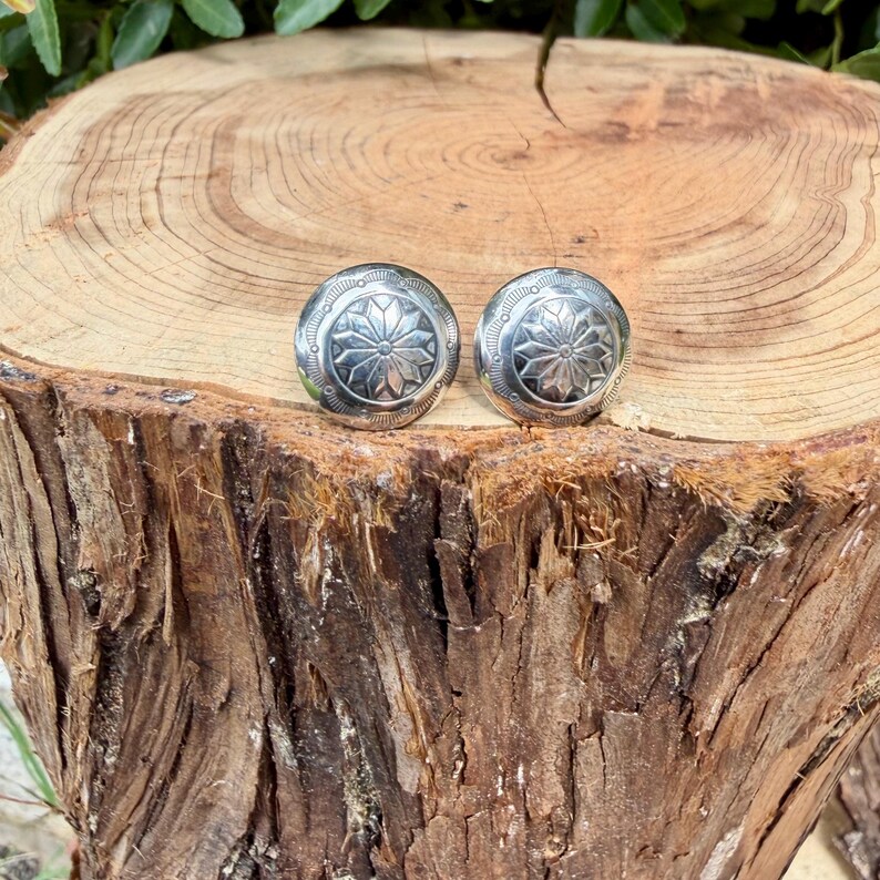 11mm Sterling Silver Stud Earrings • Sunflower • Star •Concho Posts Sunflower