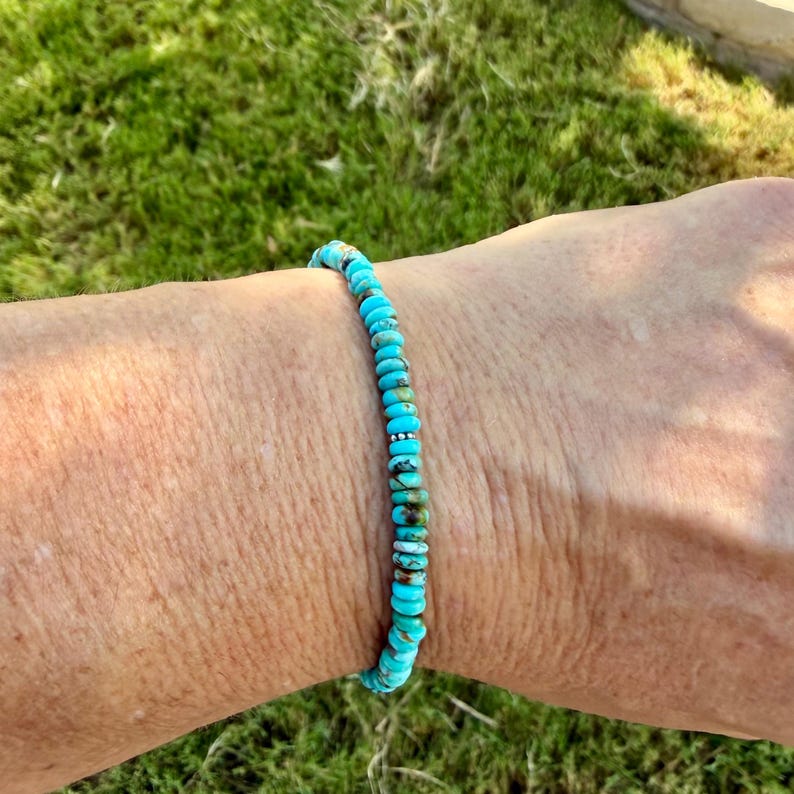 Kingman Blue Turquoise Bracelet • Sterling Silver Southwest Jewelry image 4