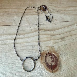 Sterling Silver Circle Necklace • Oxidized Silver Pendant • Everyday Minimalist image 5