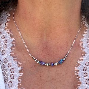 Spotted Purple Mohave Turquoise Necklace • Desert Pearls • Sterling Silver Southwest Jewelry image 7