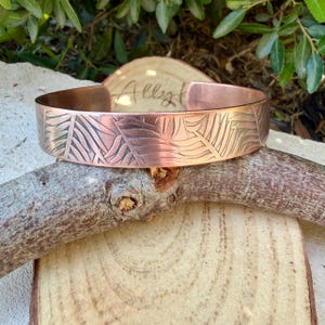Leaves Embossed Copper Cuff • Rustic Raw Copper Bracelet • Hand‑Forged Southwestern Jewelry image 6