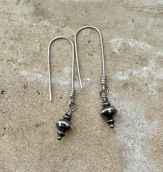 Navajo Pearl Drop Dangle Sterling Silver Earrings, Silver Dangle Earrings, Pearl Earrings, Native American Jewelry