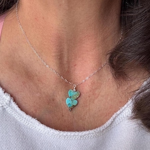 Kingman Türkis Herz Anhänger - Sterling Silber Boho Halskette