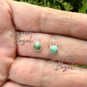 Pendientes de aro Sterling Sleeper • 12 mm o 15 mm • Colgante de turquesa Kingman • Individual o en pares imagen 5