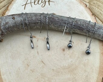 Desert Pearl Threader Sterling Silver Dangle Earrings - Elegant Boho Chic