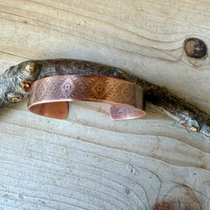 Southwest Copper Embossed Cuff • Raw Copper Bracelet • Hand‑Forged Western Jewelry image 6