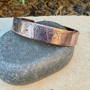 Horse Embossed Copper Cuff • Rustic Raw Copper Bracelet • Hand‑Forged Southwestern Jewelry image 6