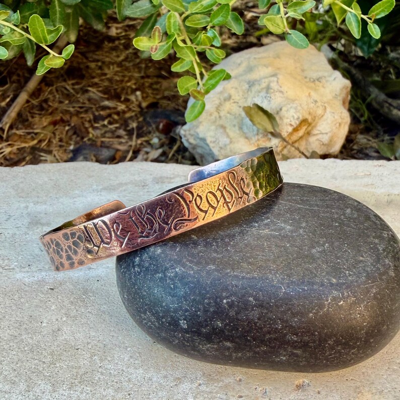 We The People Bracelet• Hand‑Forged Hammered Raw Copper Cuff image 8