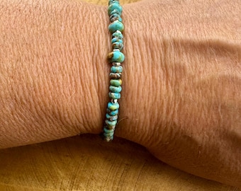 Stretch Turquoise Bracelet, Kingman Turquoise Accents | Sterling Silver Natural Gemstone Jewelry