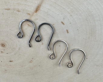 Ganchos para pendientes de 18 g con gancho francés • Plata de ley o plata Argentium • 1,9 cm • Forjados a mano