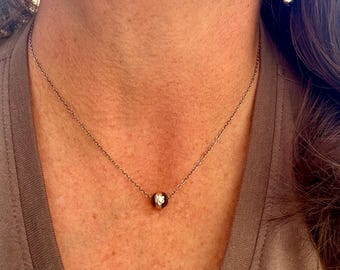 Sterling Silver Desert Pearl Necklace | Handcrafted Southwestern Single Pearl | Dainty Cable Chain