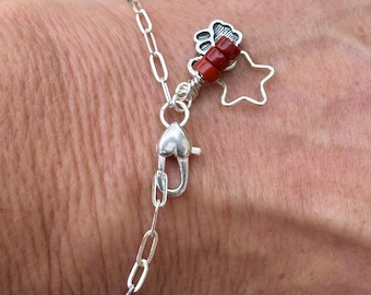 Personalized Sterling Silver Charm Bracelet with Gemstones & Symbolic Charms