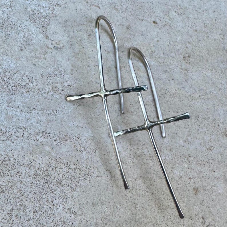 Handcrafted Sterling Silver Cross Earrings – Unique Seamless Design (20g or 18g Option) afbeelding 6