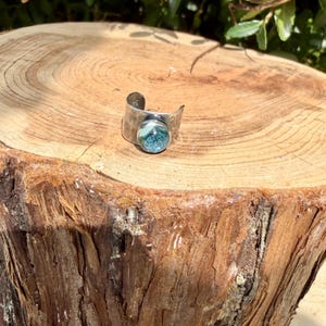 Swiss Blue Topaz Ear Cuff • Hammered Sterling Silver • No Piercing • 4mm or 7mm image 10