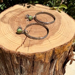 Turquoise Sterling Silver Butterfly‑Floral Hoop Earrings • 6mm Kingman Turquoise • Custom Colors image 10
