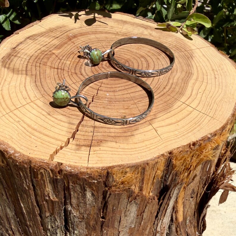 Turquoise Sterling Silver Butterfly‑Floral Hoop Earrings • 6mm Kingman Turquoise • Custom Colors image 10