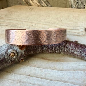 Southwest Copper Embossed Cuff • Raw Copper Bracelet • Hand‑Forged Western Jewelry image 5