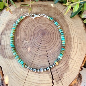 Kingman Green Turquoise & Desert Perlenarmband | Sterling Silber südwestlichen Schmuck Bild 1