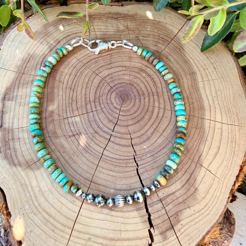 Kingman Green Turquoise & Desert Perlenarmband | Sterling Silber südwestlichen Schmuck Bild 1