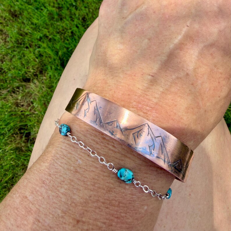 Rustic Mountains Copper Cuff • Hand‑Forged Raw Copper Bracelet image 6