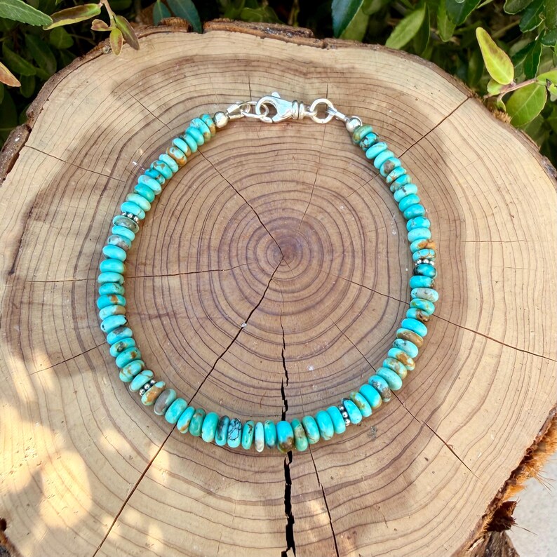 Kingman Blue Turquoise Bracelet • Sterling Silver Southwest Jewelry image 1