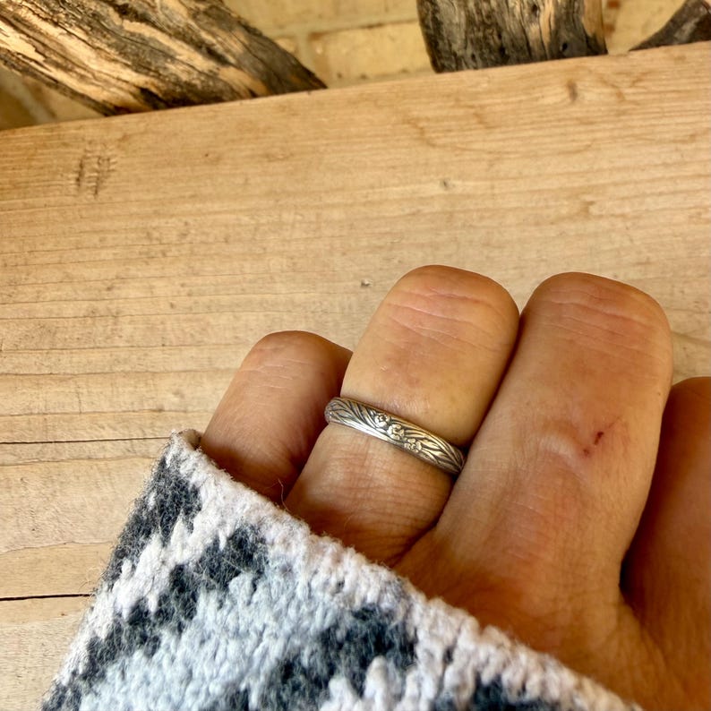 Argentium Silver Band Ring • Rosette Design•Handmade Elegance image 3