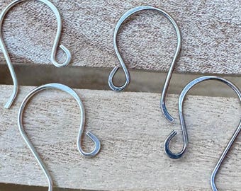 20g French Hook Ear Wires • Sterling or Argentium Silver • 3/4 Inch • Hand‑Forged